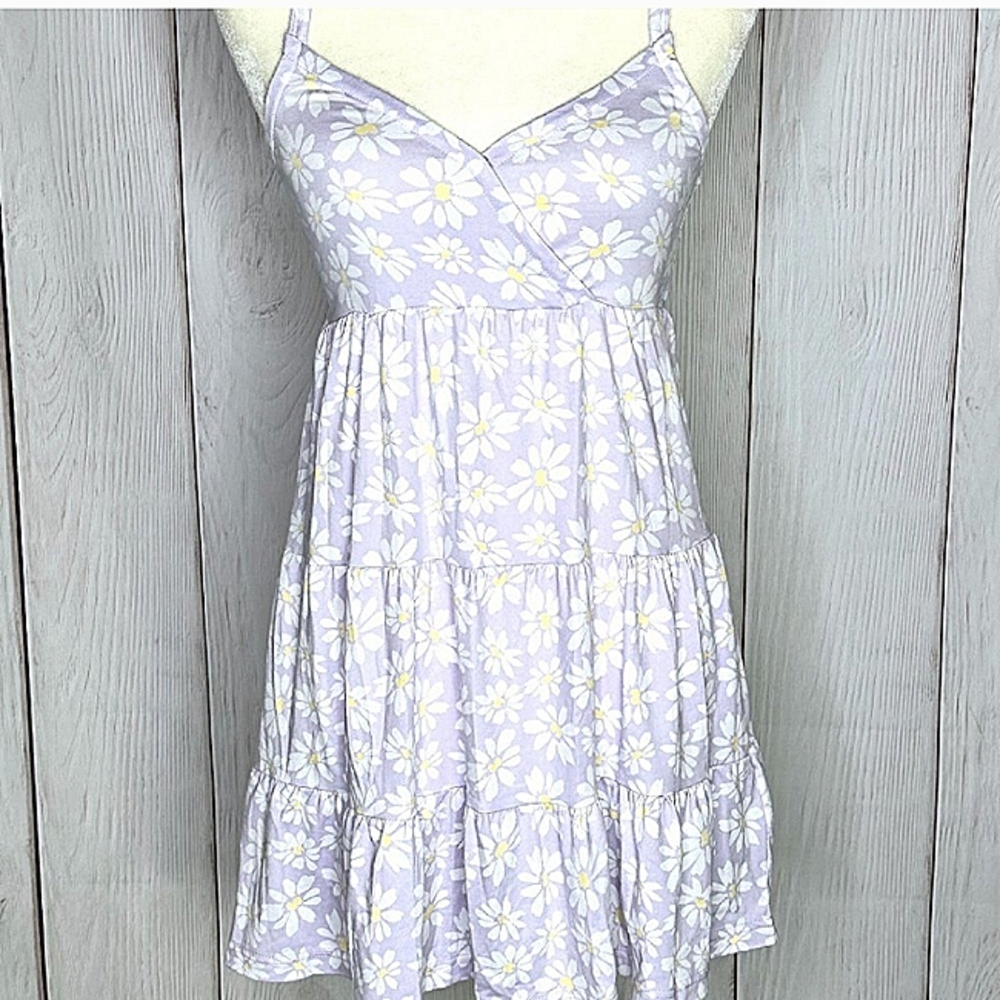 💎NWT Hollister Purple Daisy Baby Doll Dress Tiered Daisies